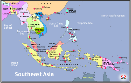 東南アジア地図 旅行情報 時刻 天気 国旗 Map Of Southeast Asia