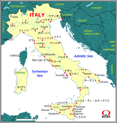 イタリア地図 日本語都市名 と旅行情報 イタリア地図 シチリア島地図 ナポリ周辺地図 Map Of Italy