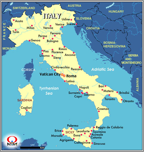 イタリア地図 日本語都市名 と旅行情報 イタリア地図 シチリア島地図 ナポリ周辺地図 Map Of Italy