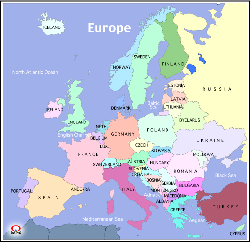 ヨーロッパ地図 無料 旅行情報 時刻 天気 国旗 Map Of Europe