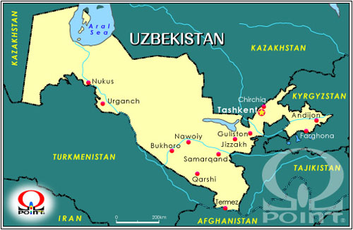 ウズベキスタン地図 Map of Uzbekistan