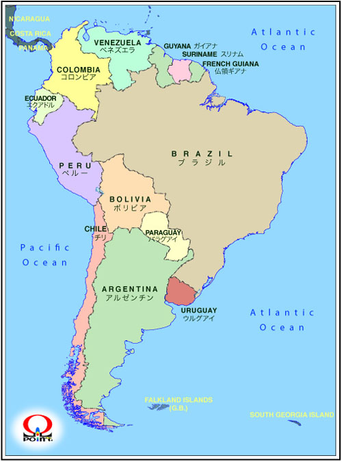 南アメリカ地図 日本語 Map of South America